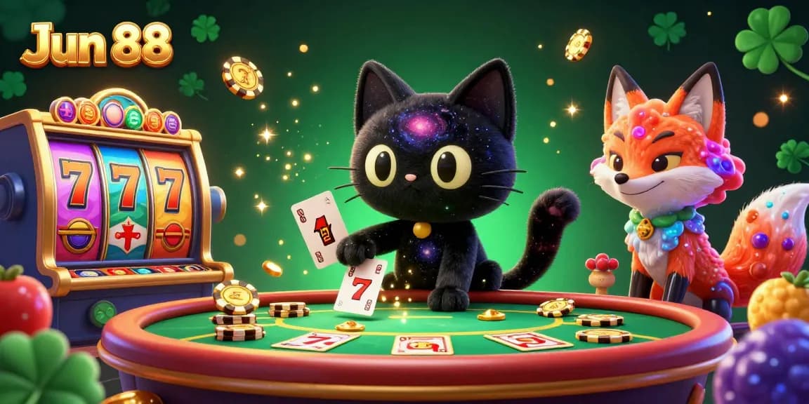 Experience thrilling gameplay at Jun 88 with vibrant colors and dynamic slots in a cosmic casino.