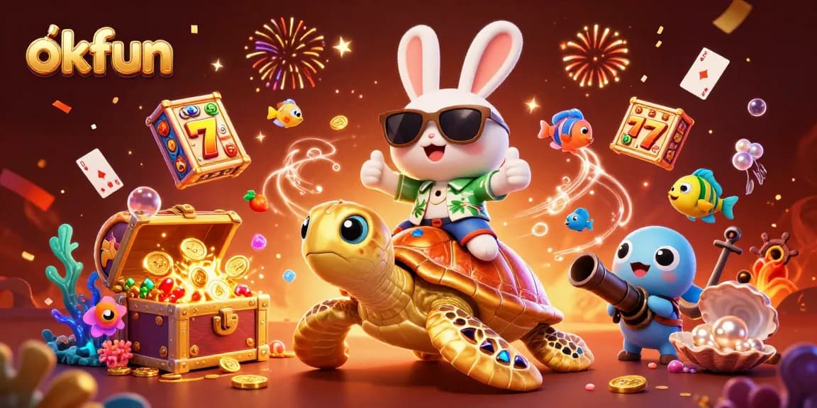 Engage with the exciting okfun slot games presented in a vibrant 3D illustration for online gamblers.