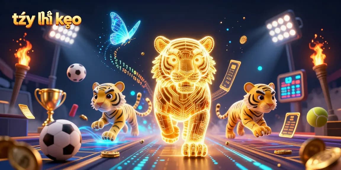Experience tỷ lệ kèo in action with vibrant sports elements and a mystical tiger in this captivating scene.