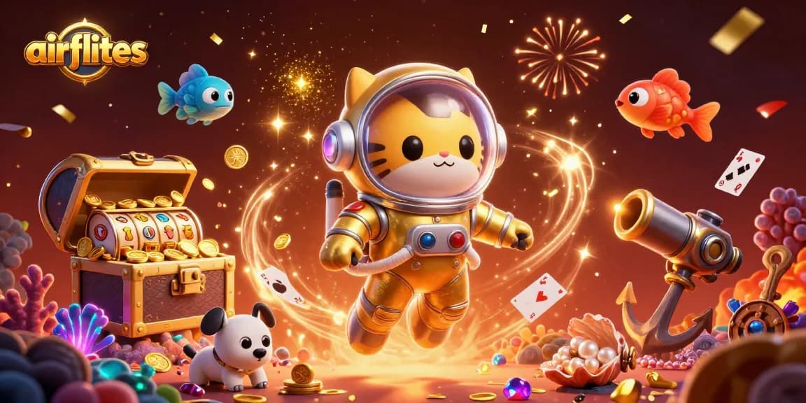 Engage with airflites as you explore vibrant casino reels and jackpot treasures in a cosmic adventure.