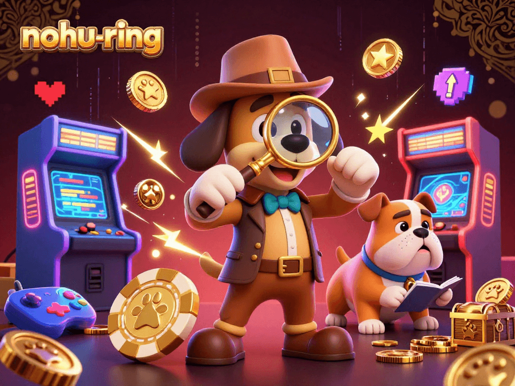 Engage with nohu-ring's thrilling adventure featuring characters and colorful gaming machines