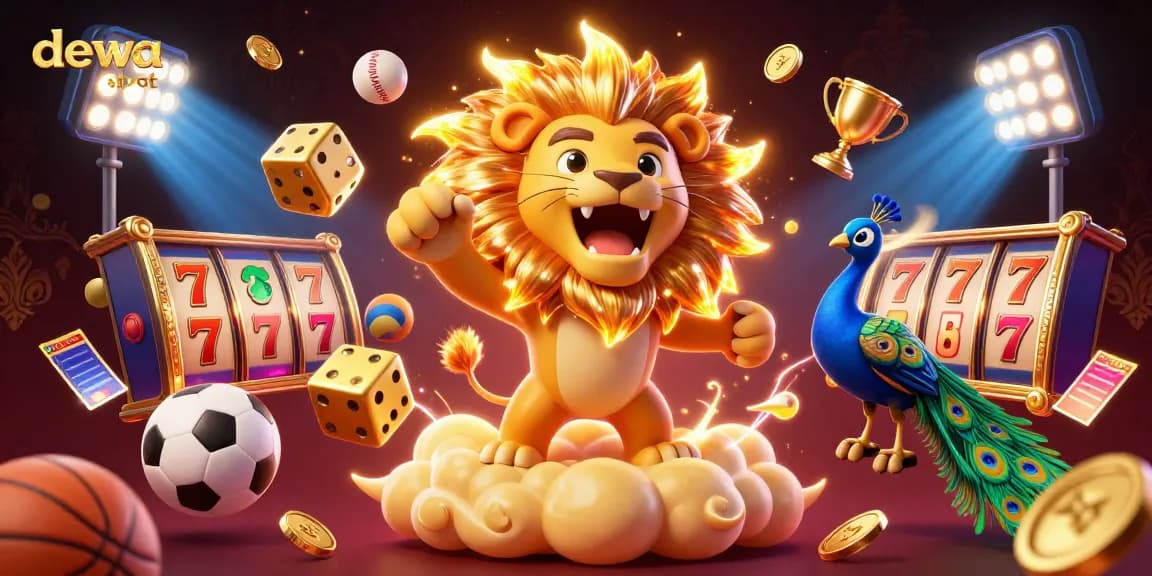 Engage with dewa slot and embrace exciting gaming adventures in this vibrant 3D scene.