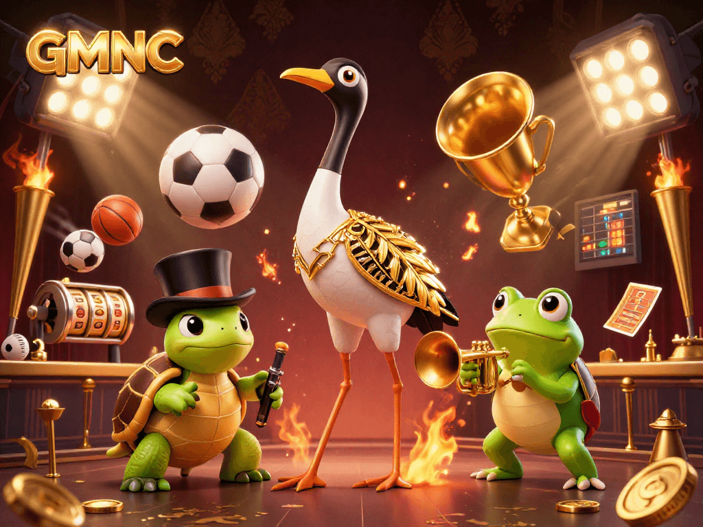 Experience GMNC excitement with vibrant cartoon characters in a dynamic casino setting.