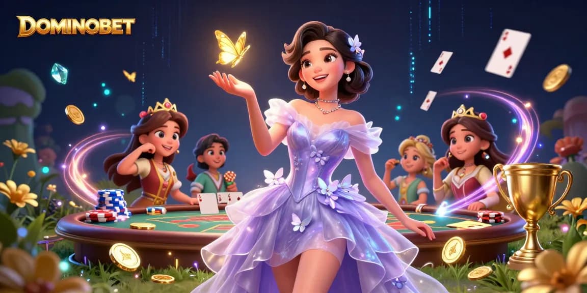 Explore exciting poker strategies with DOMINOBET's stunning 3D casino illustration.