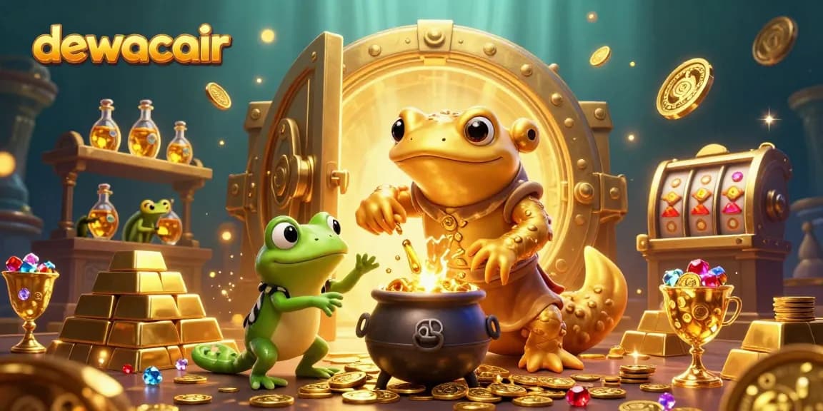 Dewacair captures the excitement of a gambling adventure showcasing a vibrant, animated scene with playful characters.