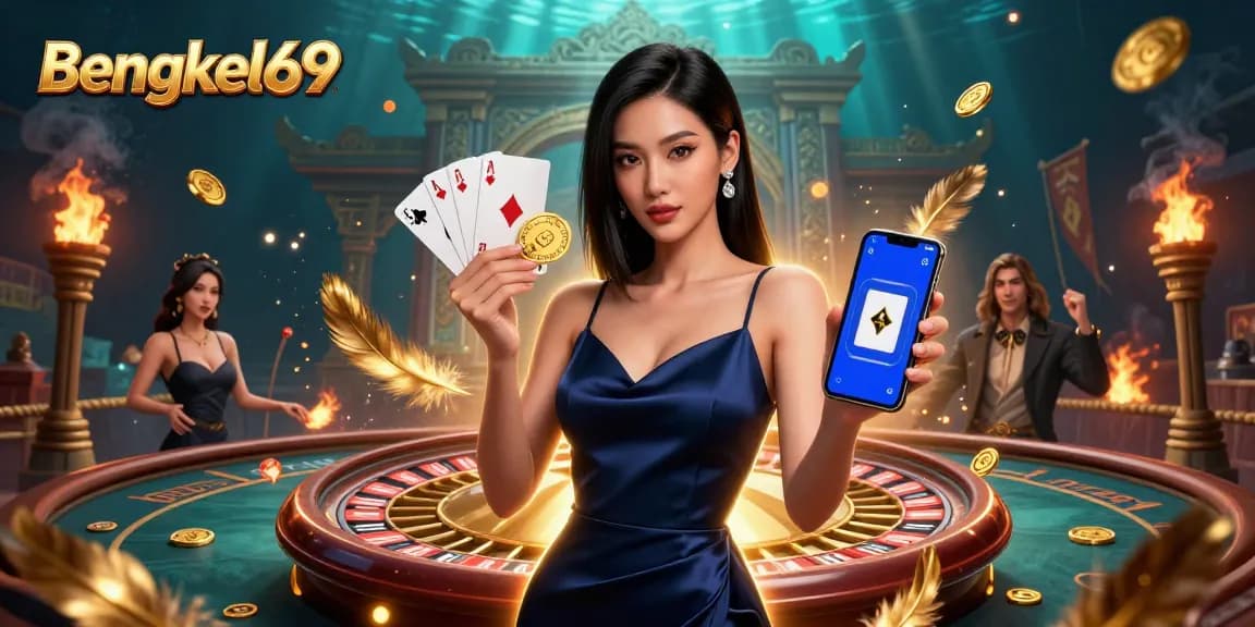 Bengkel69 elevates your gaming with jackpot spins and stunning visuals in a dynamic casino scene.
