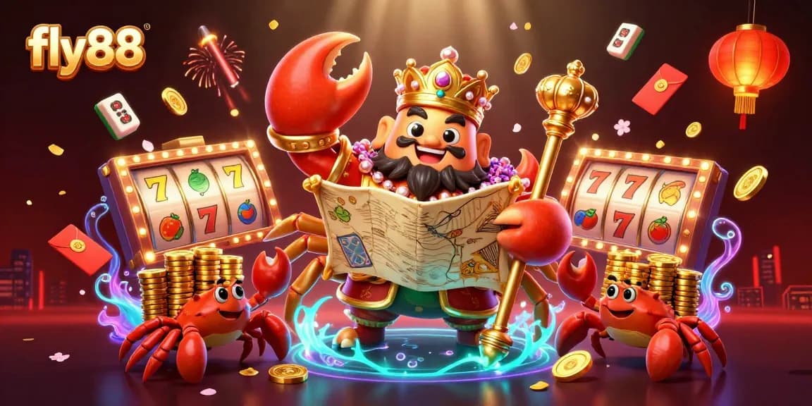 Experience thrilling gaming adventures with fly88 and the golden crab emperor in a vibrant casino atmosphere.