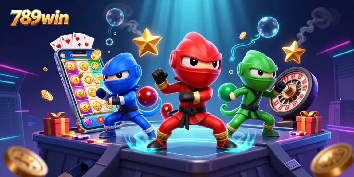Experience thrilling gameplay at 789win with a dynamic scene featuring colorful casino elements.