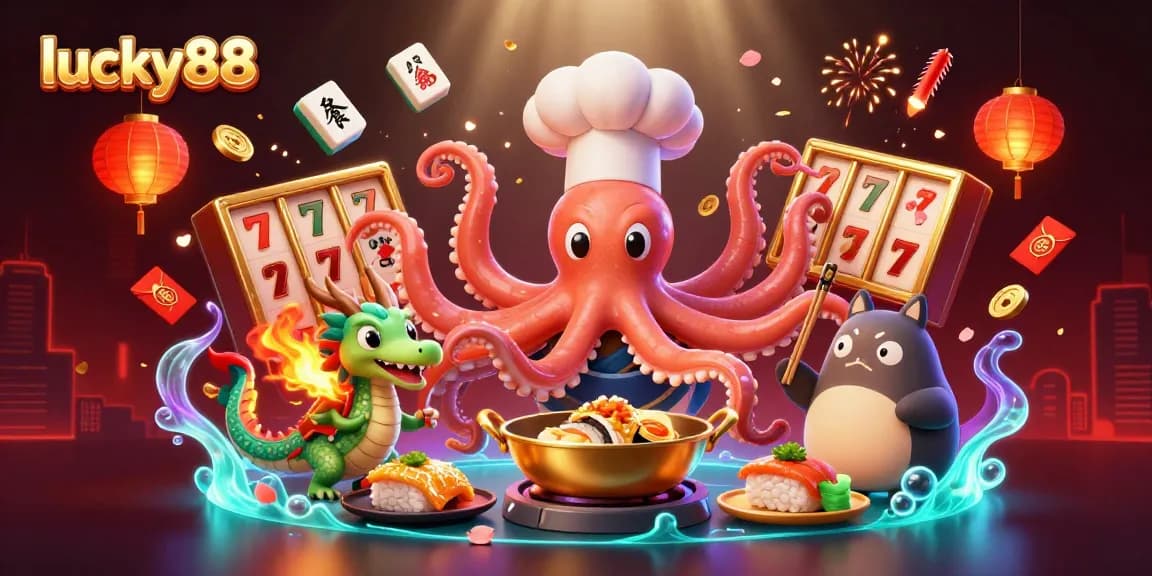 Spin to win big at lucky88 with a lively 3D casino scene featuring dynamic characters and vibrant game elements.