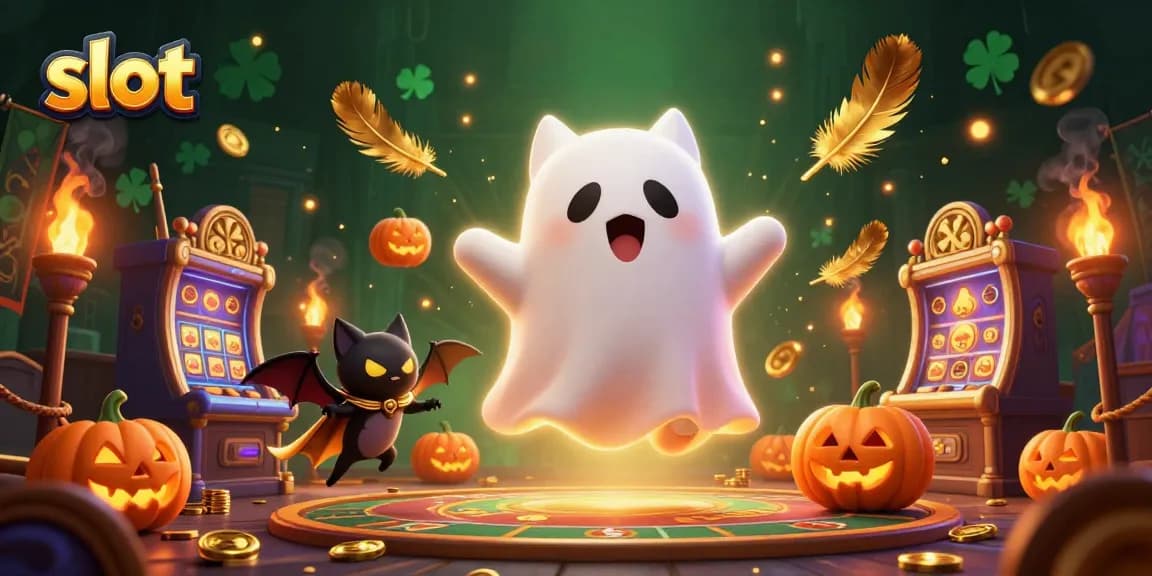 Slot menghadirkan pengalaman bermain menarik dengan karakter hantu kucing, kelelawar vampir, dan labu berwajah poker di kasino hantu