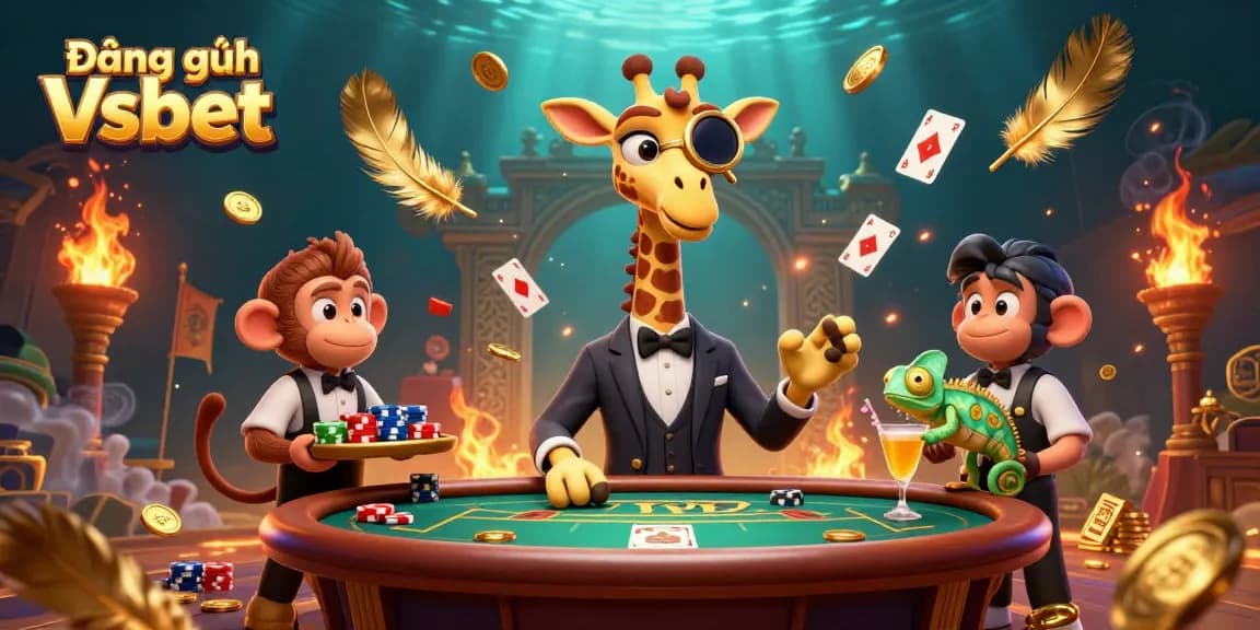 Engage in thrilling gaming with Đăng ký Vsbet featuring dynamic characters in a vibrant casino scene.