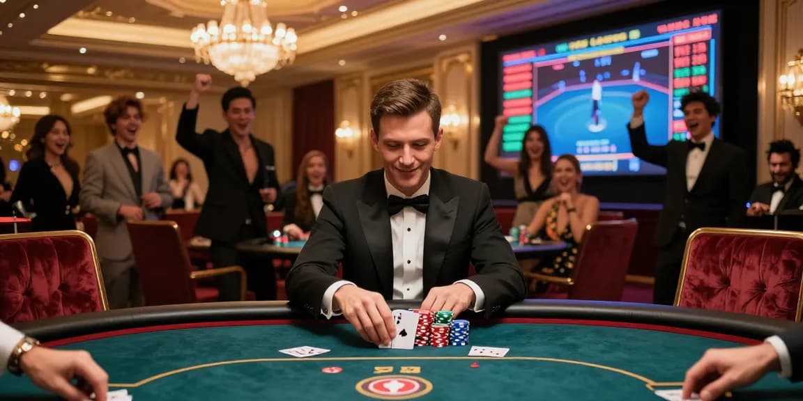 Exciting high-stakes poker game at an elegant casino featuring iwin gaming.
