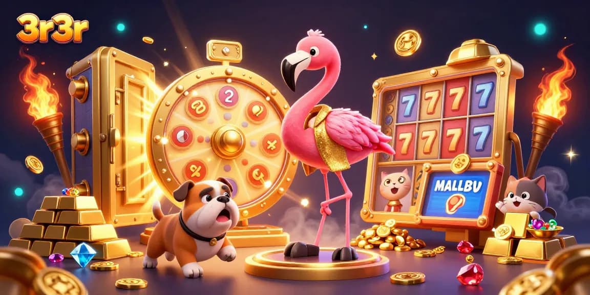 Spin the golden prize wheel with 3r3r's fun-filled earning opportunities and exciting prizes in vibrant 3D.