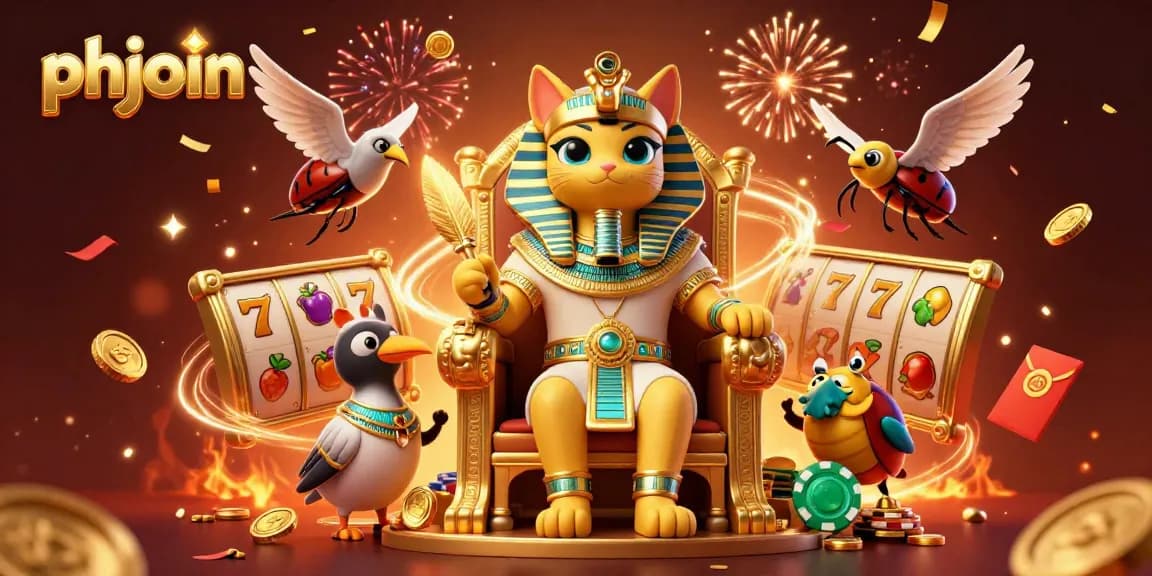 Experience the excitement at phjoin with this vibrant illustration of casino games and characters.