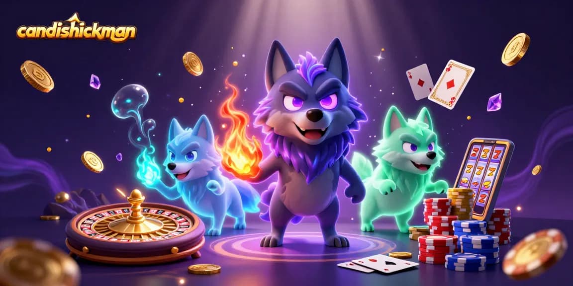 Experience winning moments with candishickman in a vibrant 3D casino scene.