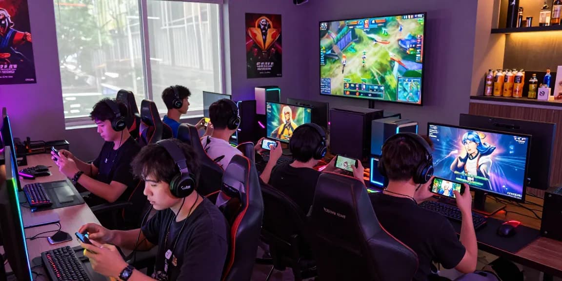 Engaged players enjoying the 666W Game app in a vibrant gaming lounge.