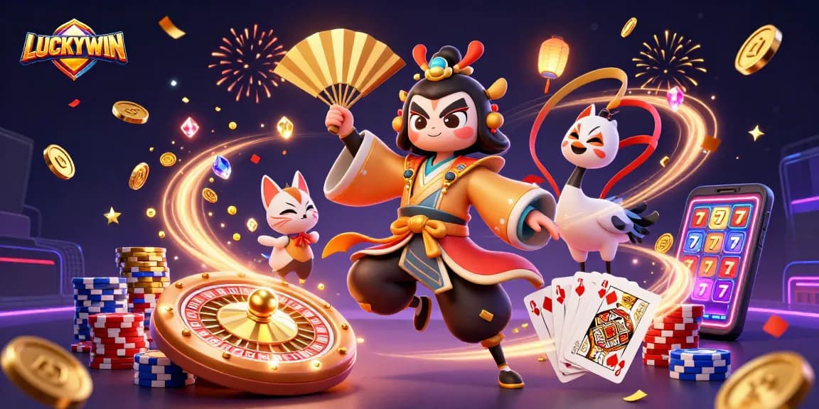 Experience thrilling gameplay at LUCKYWIN with iconic characters and vibrant casino elements.