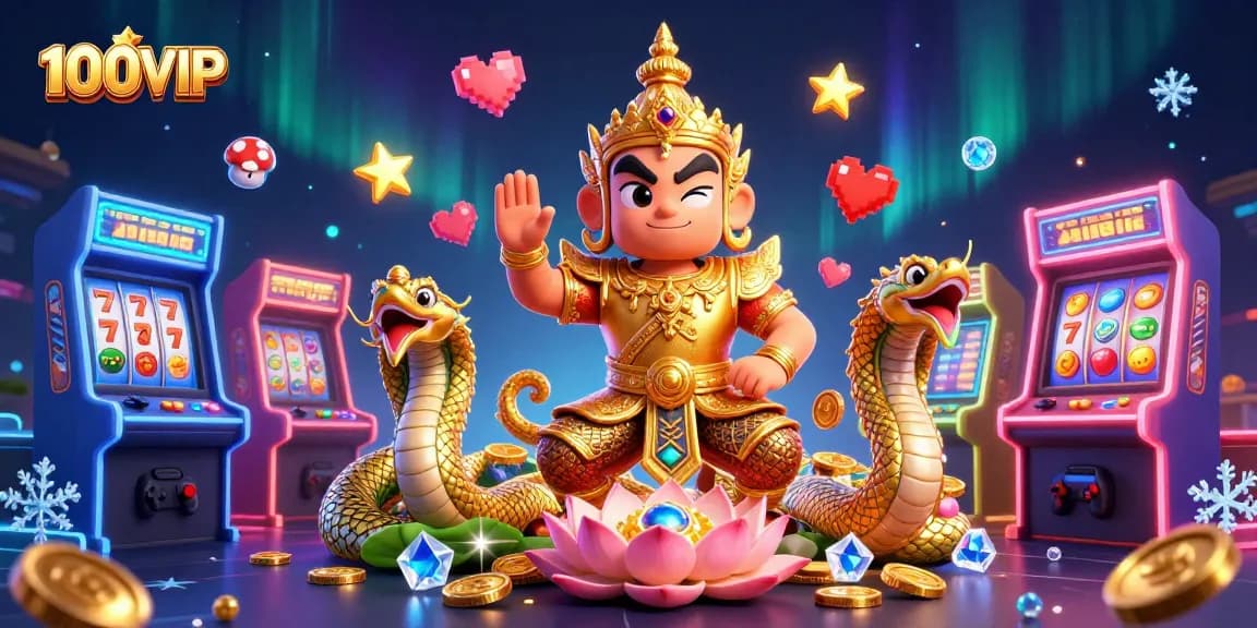 Win big at 100VIP with vibrant slots and thrilling gaming experience surrounded by magical elements.