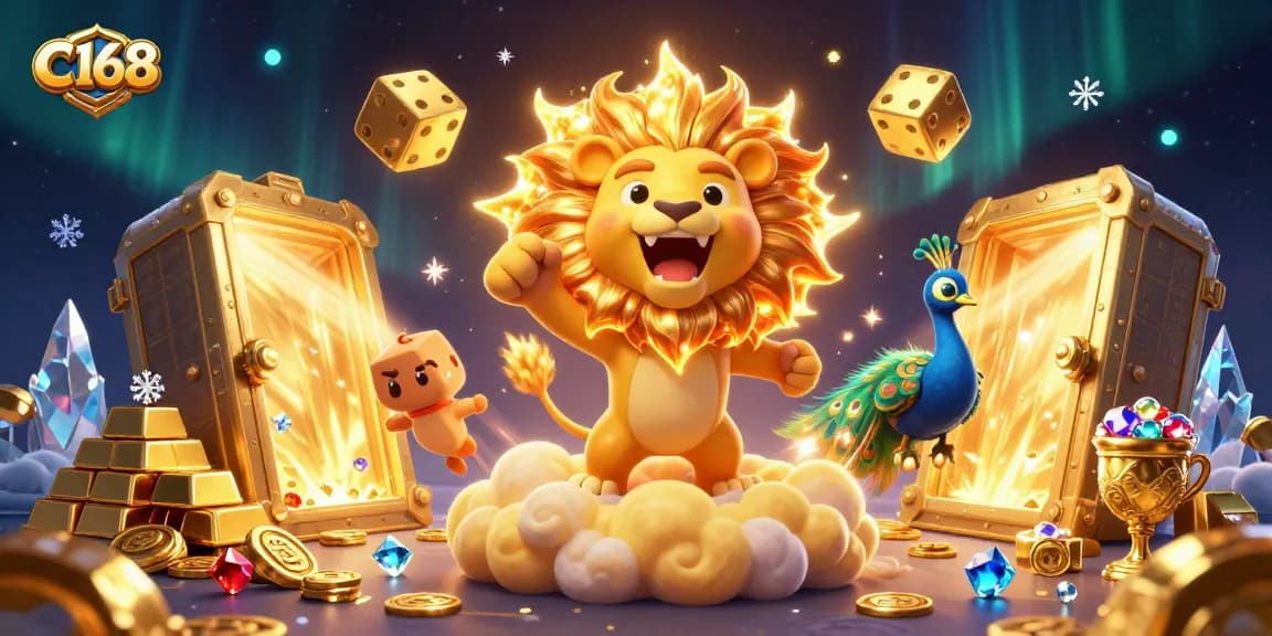 Engage with the exhilarating gaming world of C168 featuring vibrant 3D elements and golden treasures.