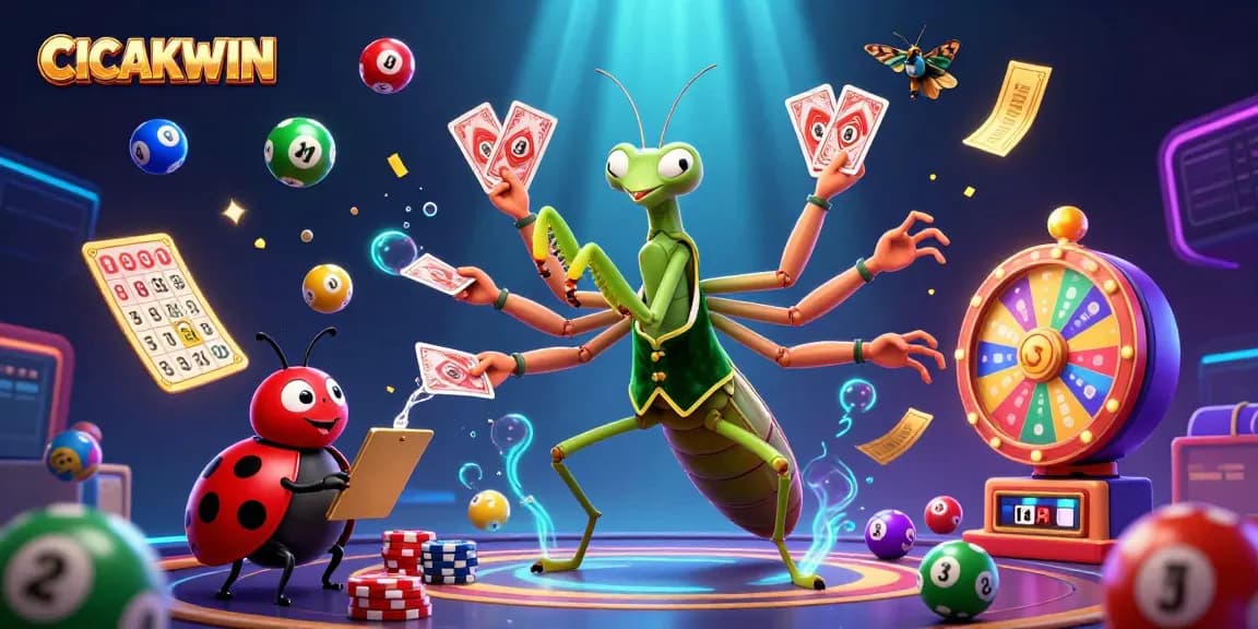 CICAKWIN engages players with thrilling lottery action, featuring colorful balls and vibrant game elements.
