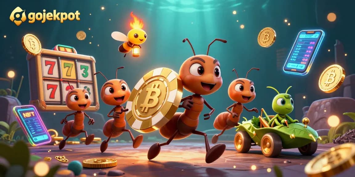 Play gojekpot slots with vibrant characters in an exciting and fun casino environment.