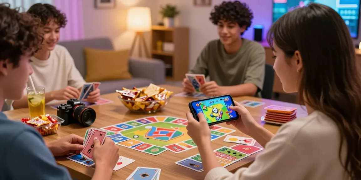 Engaged players enjoying Card Rummy from https://cardrummy.io/ app at home in a colorful, vibrant gaming environment.