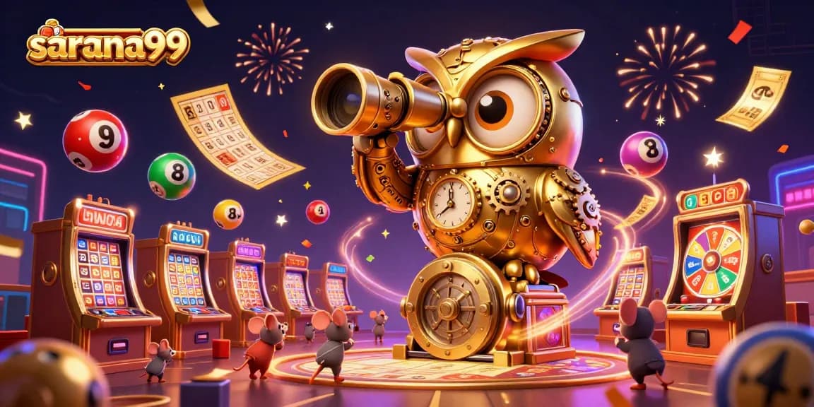 Engage with exciting jackpots on sarana99, featuring a dynamic casino scene with fun gambling elements.