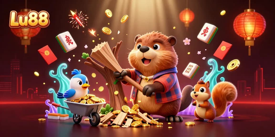 Experience thrilling gaming at Lu88 through animated characters in a vibrant casino setting.
