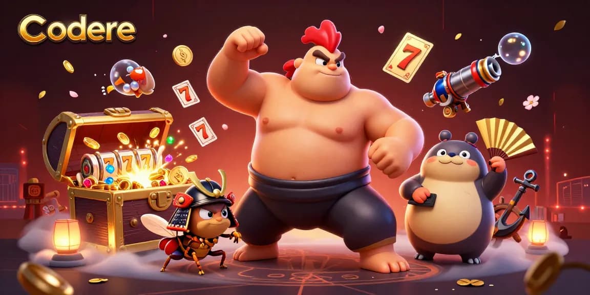 Engage with Codere's vibrant gaming adventure in this 3D illustration showcasing thrilling slot elements.