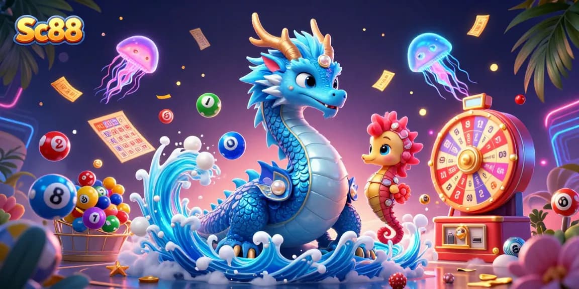 Engage in thrilling experiences at Sc88 with vibrant lottery balls and joyful characters.