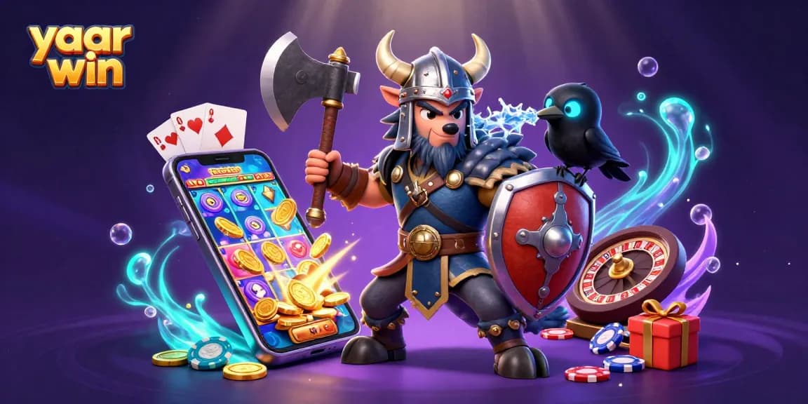 Engage in thrilling gameplay at yaar win with an adventurous Viking wolf and dragon in an exciting casino setting.