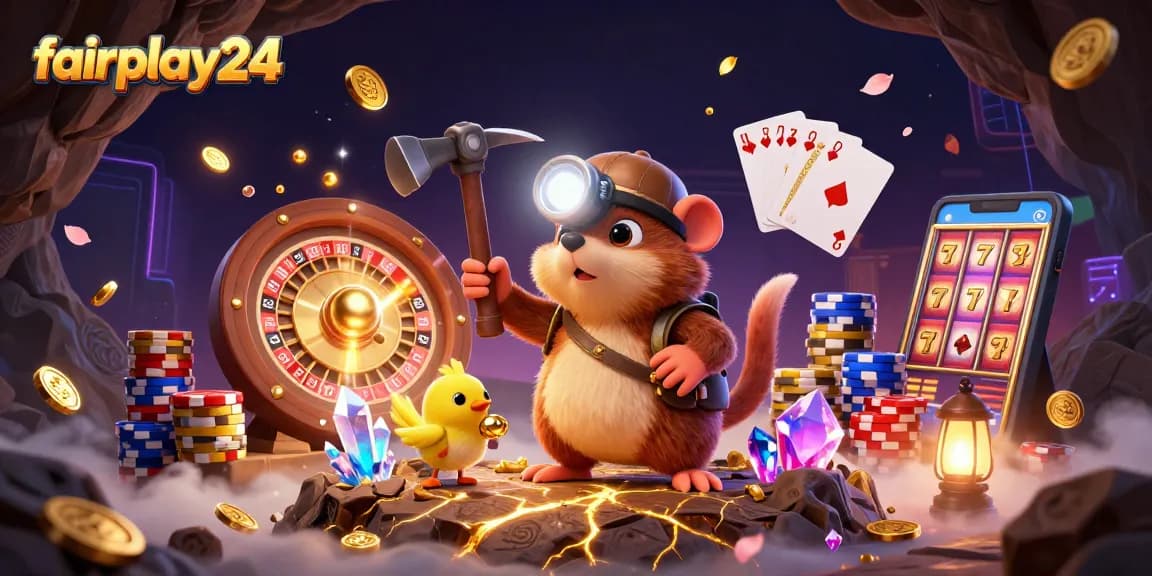 Experience thrilling betting action with fairplay24 in vibrant casino-themed 3D illustration.