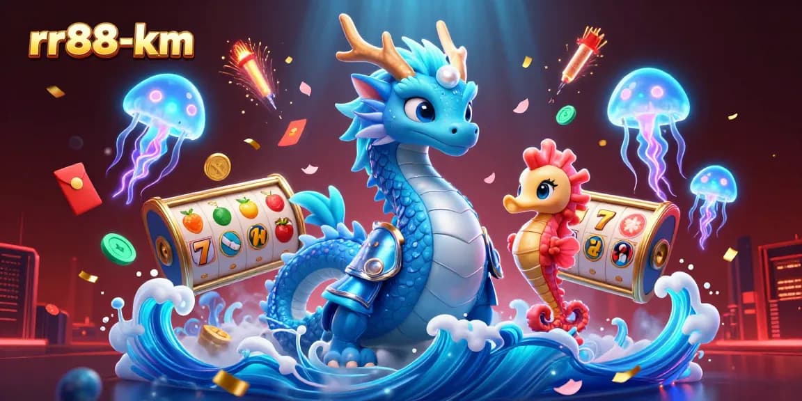 Experience the rr88-km magic with a vibrant scene of a water dragon and slot elements.
