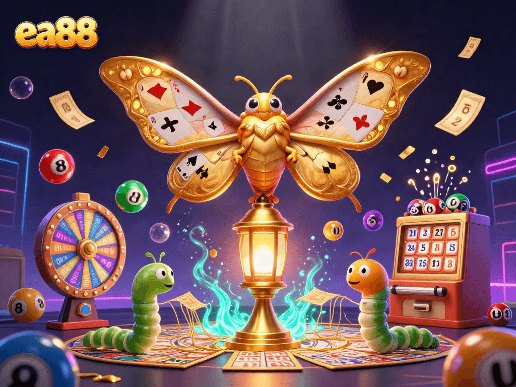 Experience excitement with ea88 through colorful lottery elements and a vibrant casino scene.