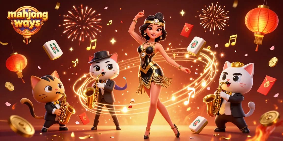 Engage in Mahjong Ways with thrilling gameplay and rich visuals of floating mahjong tiles and festive elements.