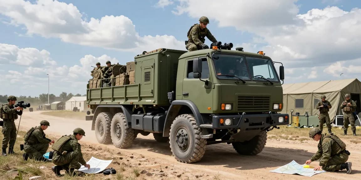 88M Motor Transport Operator driving military truck in training environment, showcasing transportation logistics.