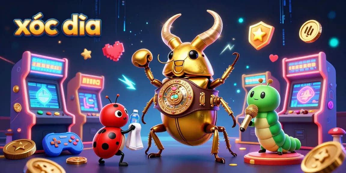 Engage in the thrilling world of xóc đĩa with a vibrant, dynamic casino scene featuring cartoon characters.