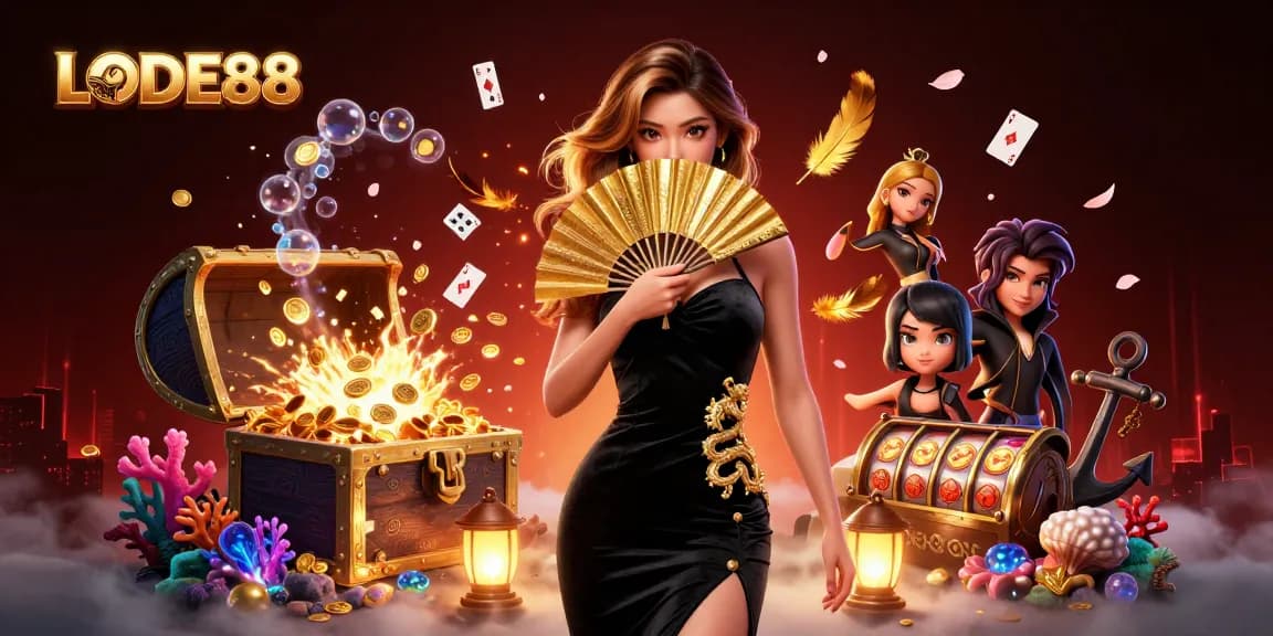 Experience excitement with LODE88 while exploring slot games amidst vibrant 3D elements.