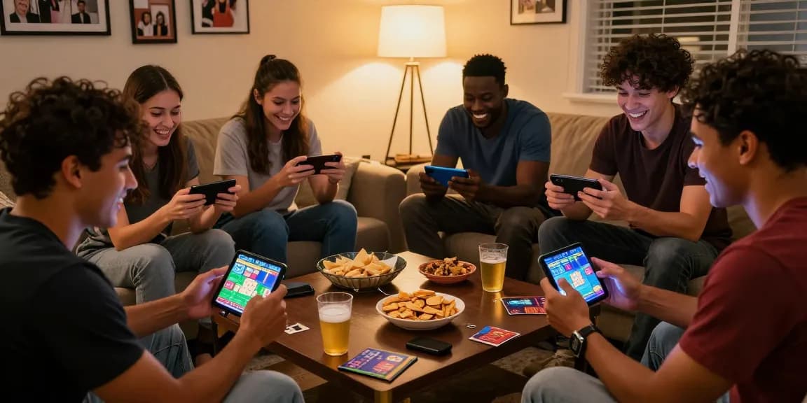 Install game and enjoy Teen Patti Vegas with friends in a cozy living room setting filled with excitement and joy.
