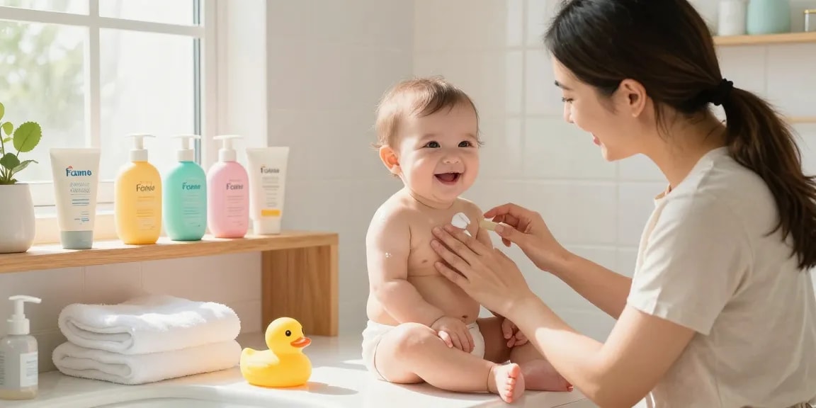 Application of a barrier cream for baby skincare, promoting เว็บ สล็อต ฝาก ถอน ไม่มี ขั้น ต่ำ ผ่าน in a bright family bathroom.