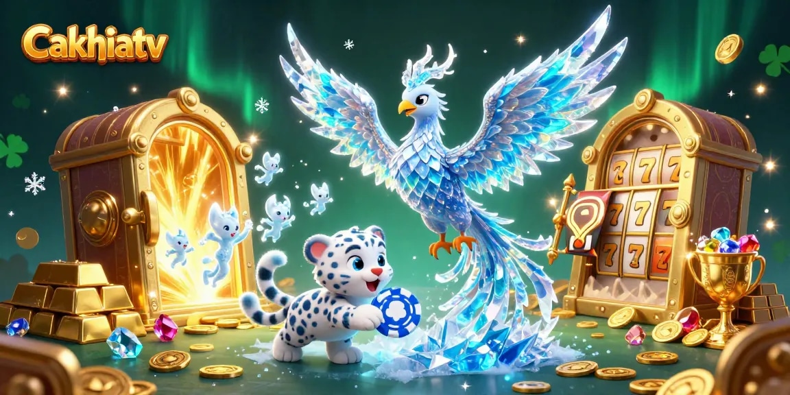 Cakhiatv delivers thrilling casino experiences featuring a 3D cartoon ice phoenix and treasures.