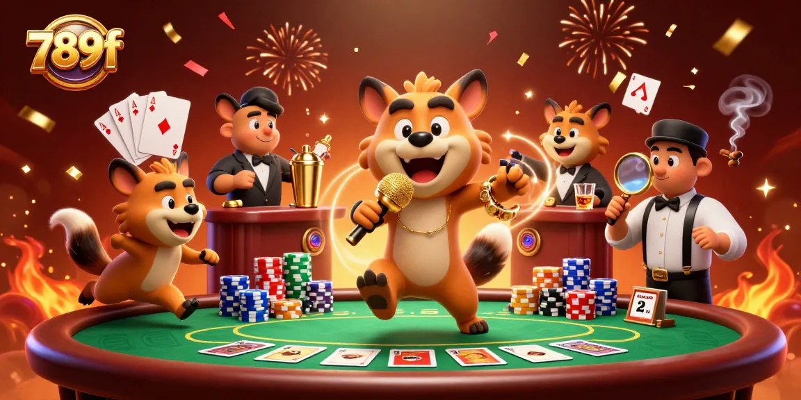 Engage in thrilling casino action at 789f with a vibrant 3D illustration of hyena characters.