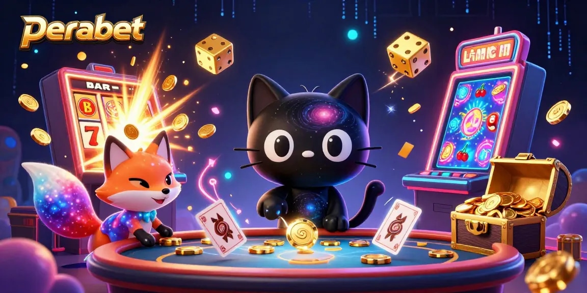 Perabet ile oyuncuların kazanma deneyimini artırdığı renkli ve dinamik bir casino görseli.