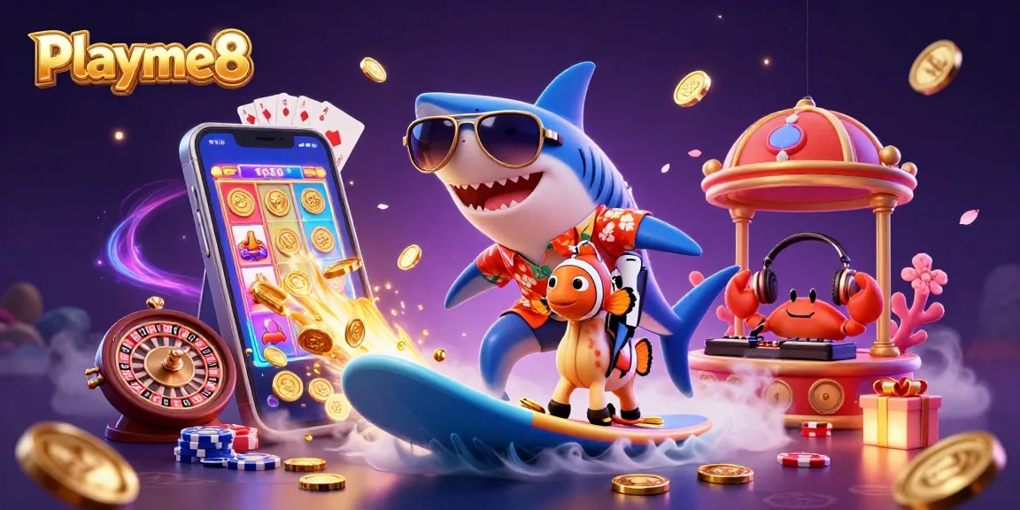 เล่นเกม Playme8 บนเวทีคาสิโนสดกับชาร์คเซอร์ฟน้ำมันทองคำ