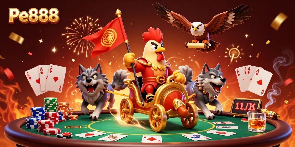 Experience thrilling Pe888 action with iconic casino elements and colorful characters!