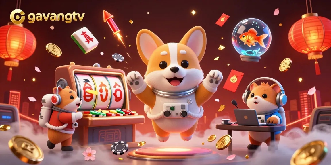 Watch live sports action on Gavangtv with vibrant 3D illustrations depicting casino excitement.