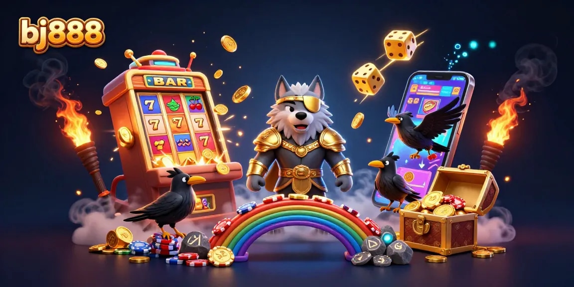 Experience thrilling gameplay and winning moments at bj888's vibrant casino world with dynamic slot machine scenes.