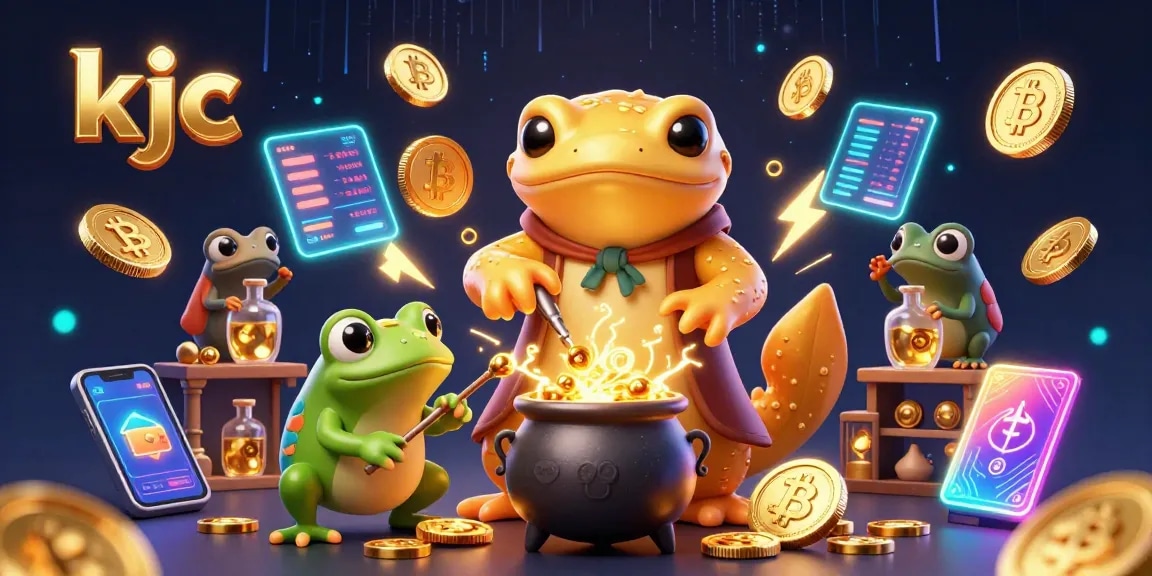 KJC offers thrilling gambling with alchemist characters transforming coins in a vibrant casino scene.
