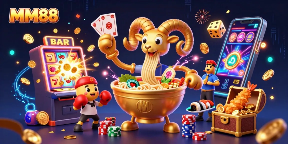 Experience MM88's thrilling casino atmosphere with vibrant characters and winning elements in dynamic 3D artistry.