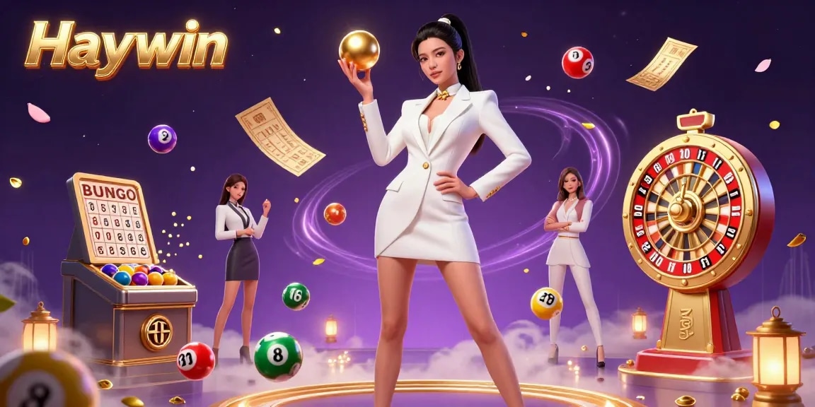 Experience the thrill of Haywin with vibrant lottery elements and a glamorous casino atmosphere.